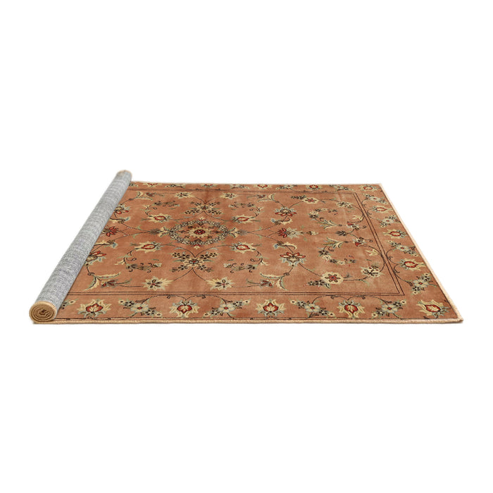 Sideview of Machine Washable Traditional Orange Rug, wshtr2188