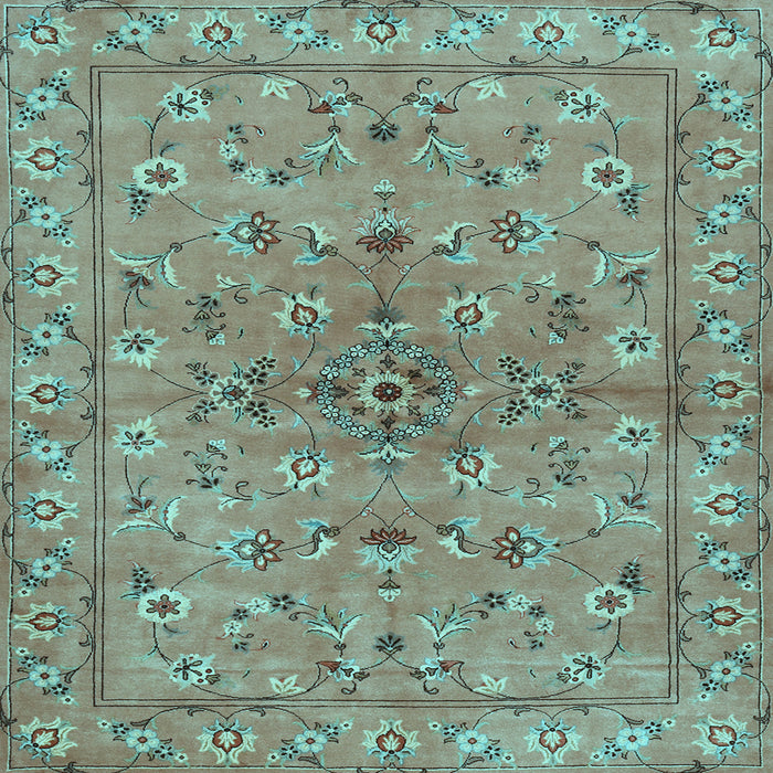 Square Machine Washable Persian Light Blue Traditional Rug, wshtr2188lblu