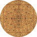 Round Persian Brown Traditional Rug, tr2188brn