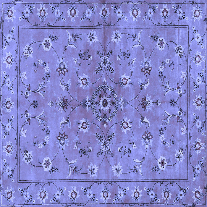 Square Machine Washable Persian Blue Traditional Rug, wshtr2188blu