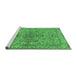 Sideview of Machine Washable Persian Emerald Green Traditional Area Rugs, wshtr2188emgrn