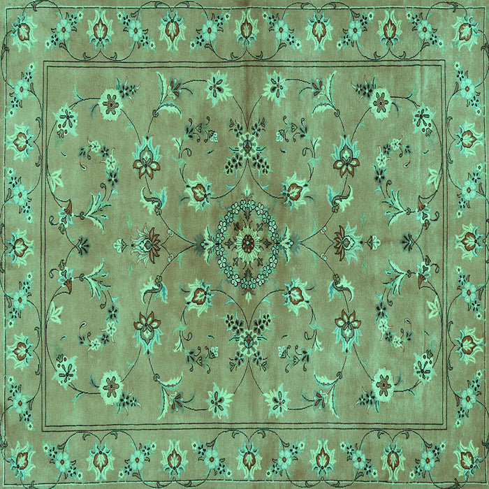 Square Machine Washable Persian Turquoise Traditional Area Rugs, wshtr2188turq