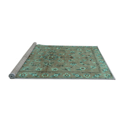 Sideview of Machine Washable Persian Light Blue Traditional Rug, wshtr2188lblu
