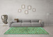 Machine Washable Persian Turquoise Traditional Area Rugs in a Living Room,, wshtr2188turq