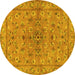 Round Persian Yellow Traditional Rug, tr2188yw