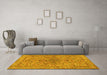 Machine Washable Persian Yellow Traditional Rug in a Living Room, wshtr2188yw