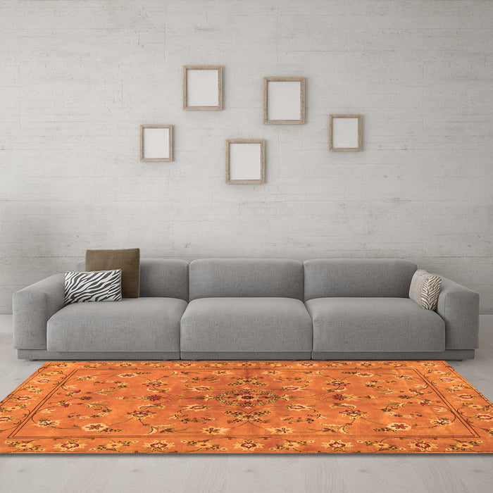 Machine Washable Persian Orange Traditional Area Rugs in a Living Room, wshtr2188org