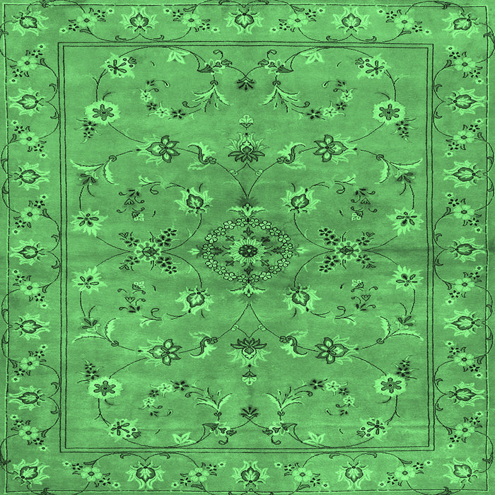 Square Persian Emerald Green Traditional Rug, tr2188emgrn