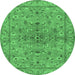 Round Persian Emerald Green Traditional Rug, tr2188emgrn