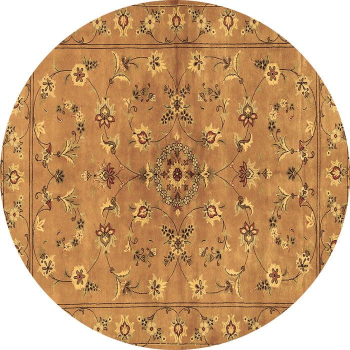Round Machine Washable Persian Brown Traditional Rug, wshtr2188brn
