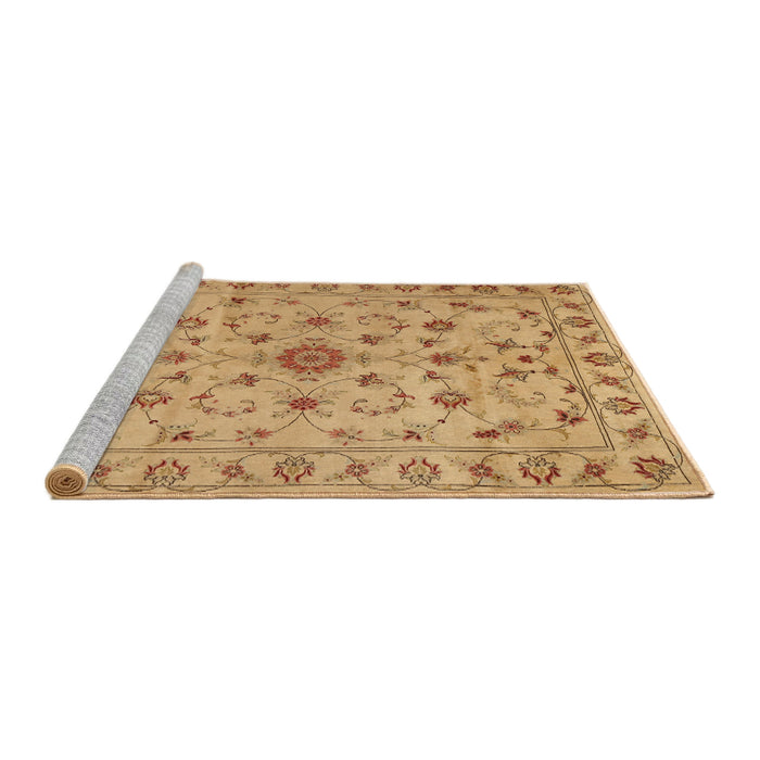 Sideview of Machine Washable Traditional Orange Rug, wshtr2189