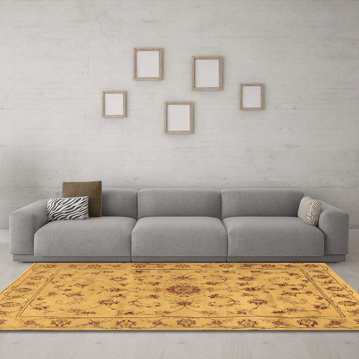 Machine Washable Persian Brown Traditional Rug in a Living Room,, wshtr2189brn