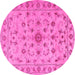 Round Persian Pink Traditional Rug, tr2189pnk