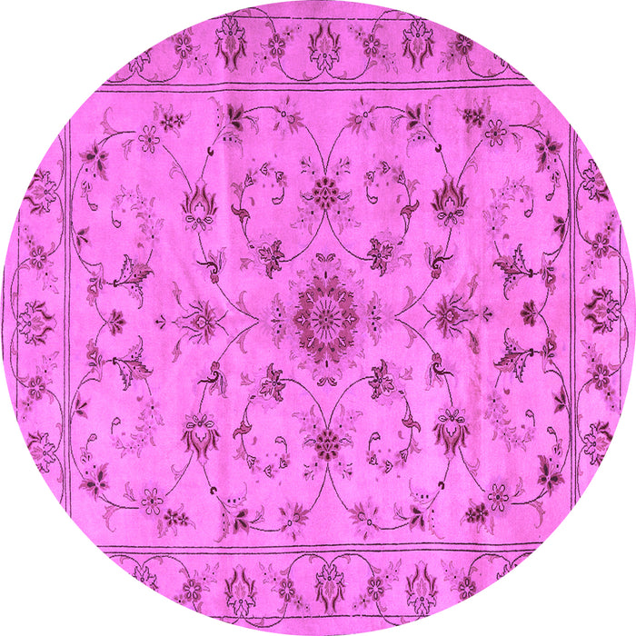 Round Machine Washable Persian Purple Traditional Area Rugs, wshtr2189pur