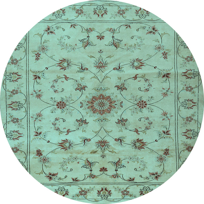 Round Machine Washable Persian Light Blue Traditional Rug, wshtr2189lblu