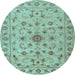 Round Machine Washable Persian Light Blue Traditional Rug, wshtr2189lblu