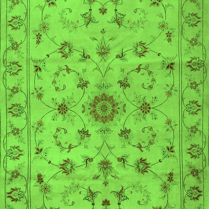 Serging Thickness of Machine Washable Persian Green Traditional Area Rugs, wshtr2189grn