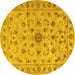 Round Persian Yellow Traditional Rug, tr2189yw