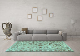Machine Washable Persian Light Blue Traditional Rug in a Living Room, wshtr2189lblu