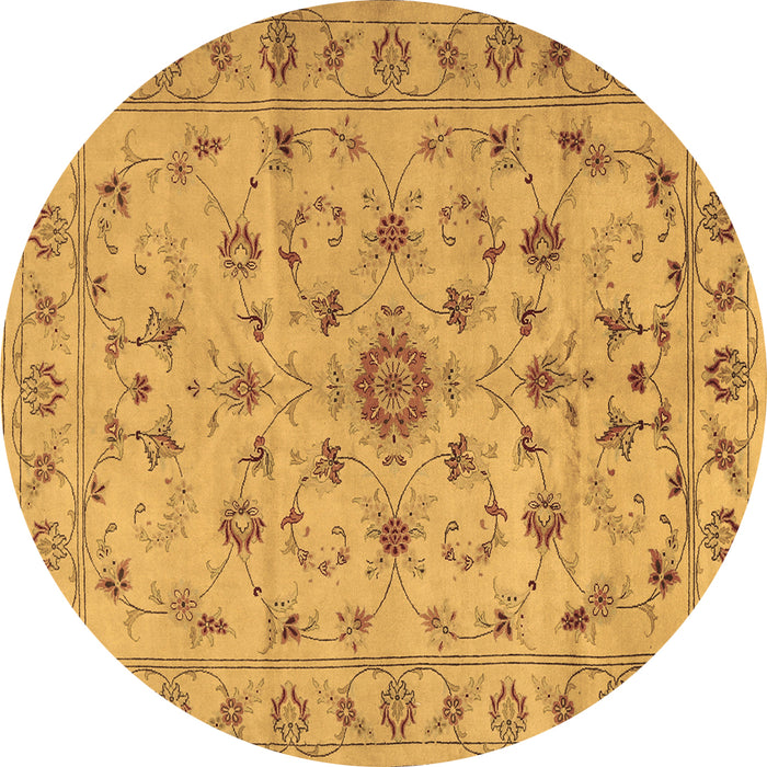 Round Machine Washable Persian Brown Traditional Rug, wshtr2189brn