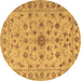 Round Machine Washable Persian Brown Traditional Rug, wshtr2189brn