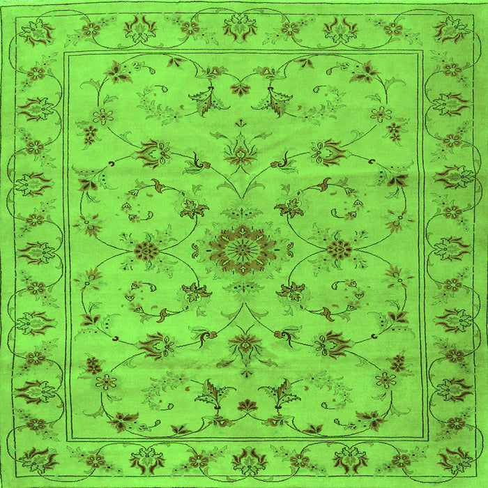 Round Machine Washable Persian Green Traditional Area Rugs, wshtr2189grn