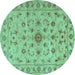 Round Persian Turquoise Traditional Rug, tr2189turq