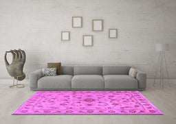 Machine Washable Persian Purple Traditional Area Rugs in a Living Room, wshtr2189pur