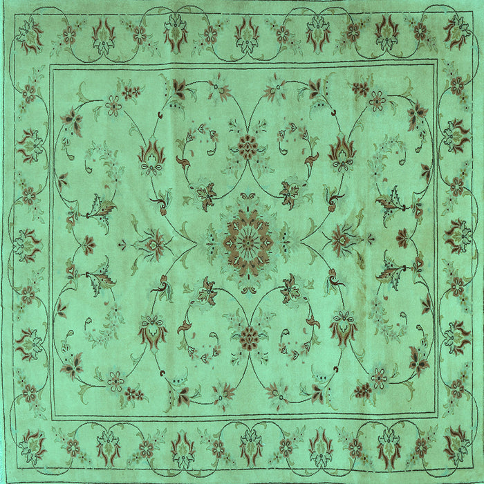 Square Machine Washable Persian Turquoise Traditional Area Rugs, wshtr2189turq