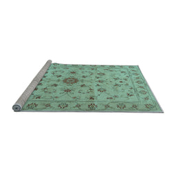 Sideview of Machine Washable Persian Light Blue Traditional Rug, wshtr2189lblu
