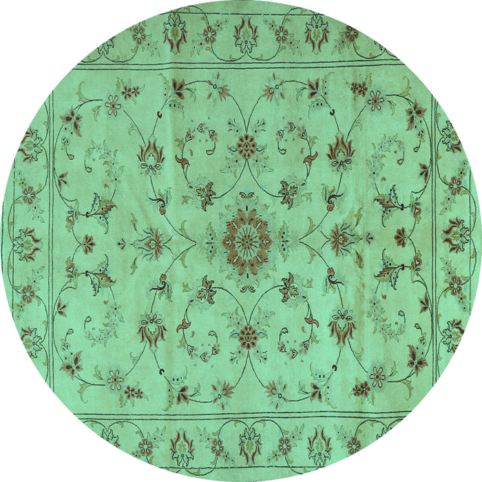 Round Machine Washable Persian Turquoise Traditional Area Rugs, wshtr2189turq