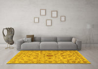 Machine Washable Persian Yellow Traditional Rug, wshtr2189yw