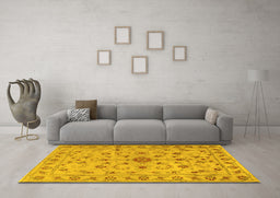 Machine Washable Persian Yellow Traditional Rug in a Living Room, wshtr2189yw