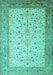 Machine Washable Persian Turquoise Traditional Area Rugs, wshtr218turq