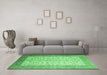 Machine Washable Persian Emerald Green Traditional Area Rugs in a Living Room,, wshtr218emgrn