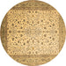 Round Machine Washable Persian Brown Traditional Rug, wshtr218brn