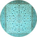 Round Persian Light Blue Traditional Rug, tr218lblu
