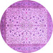 Round Machine Washable Persian Purple Traditional Area Rugs, wshtr218pur