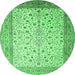 Round Persian Emerald Green Traditional Rug, tr218emgrn