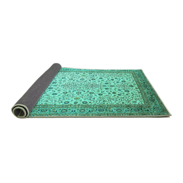 Sideview of Persian Turquoise Traditional Rug, tr218turq