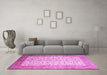 Machine Washable Persian Pink Traditional Rug in a Living Room, wshtr218pnk