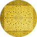 Round Persian Yellow Traditional Rug, tr218yw