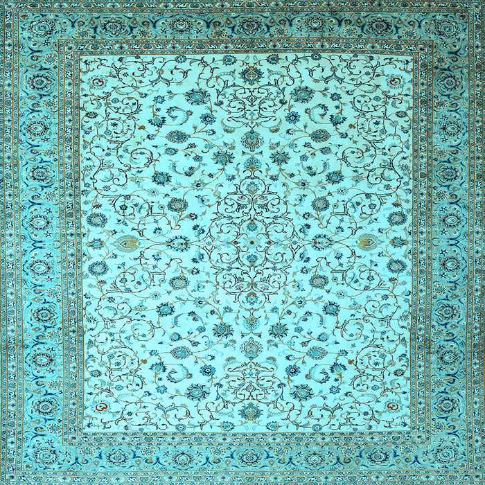 Square Machine Washable Persian Light Blue Traditional Rug, wshtr218lblu