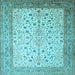 Square Machine Washable Persian Light Blue Traditional Rug, wshtr218lblu