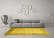 Machine Washable Persian Yellow Traditional Rug in a Living Room, wshtr218yw