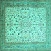 Square Machine Washable Persian Turquoise Traditional Area Rugs, wshtr218turq