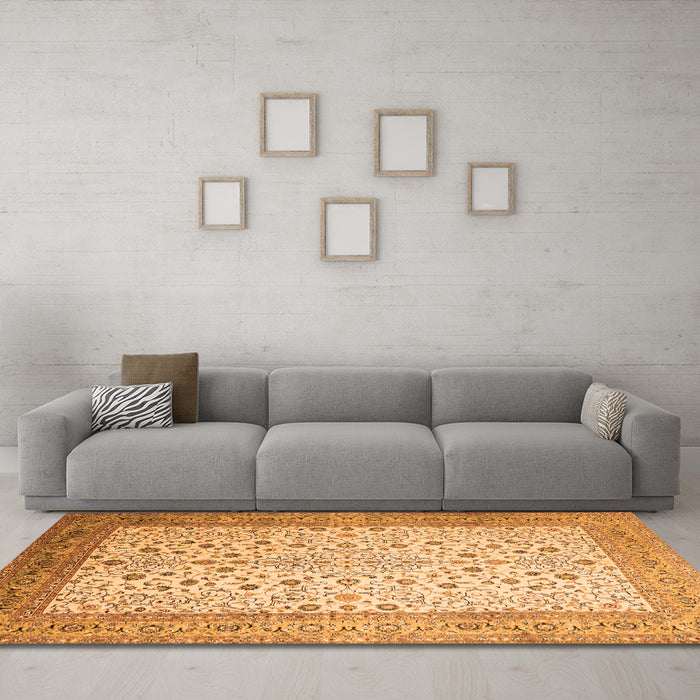 Machine Washable Persian Orange Traditional Area Rugs in a Living Room, wshtr218org