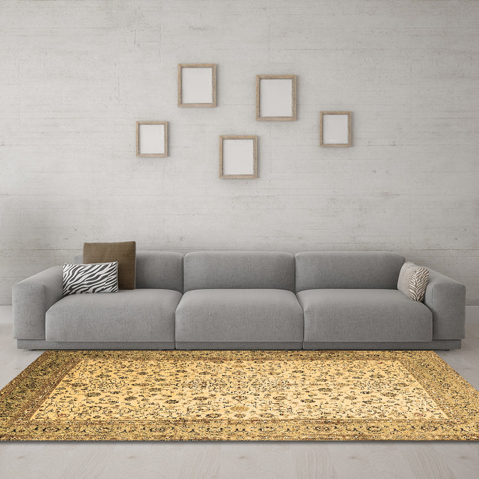Machine Washable Persian Brown Traditional Rug in a Living Room,, wshtr218brn