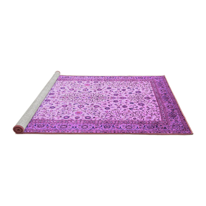 Sideview of Machine Washable Persian Purple Traditional Area Rugs, wshtr218pur