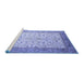 Sideview of Machine Washable Persian Blue Traditional Rug, wshtr218blu